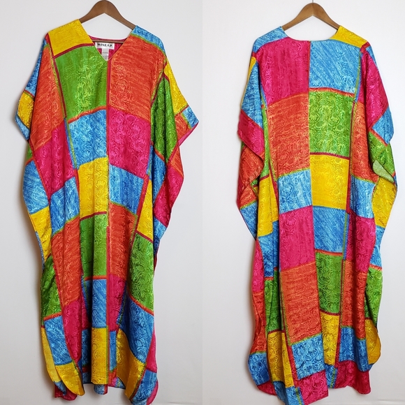 Vintage Dresses & Skirts - VINTAGE RAINBOW MUMU WITH GOLD TRIM ONE SIZE